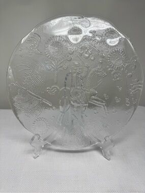 Kosta Boda "Dalom" glass platter designed by Göran Wärff Vintage 1970s